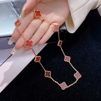 [Violet JW]CLOVER 10 MOTIFS CARNELIAN NECKLACE