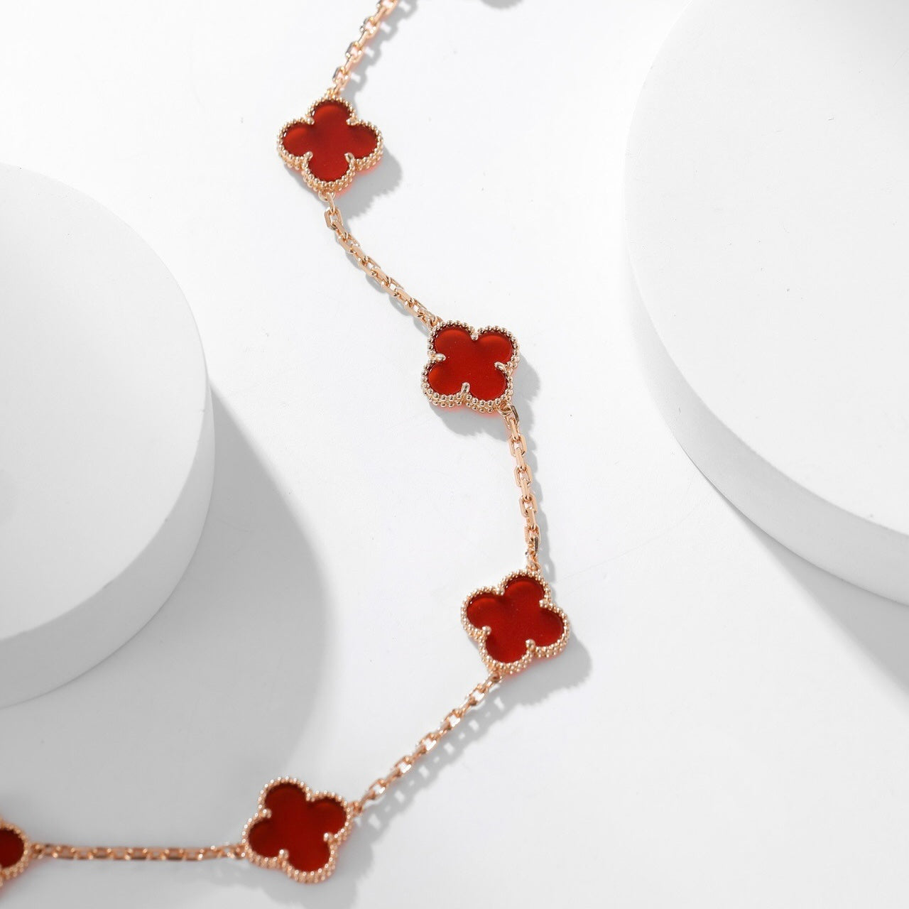 [Violet JW]CLOVER 10 MOTIFS CARNELIAN NECKLACE