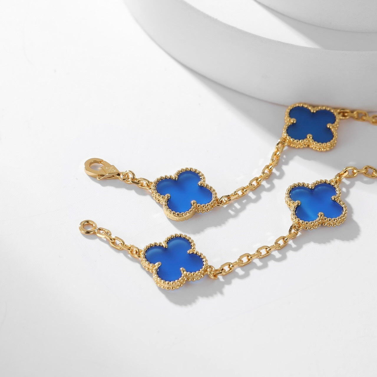 [Violet JW]CLOVER 10 MOTIFS BLUE AGATE NECKLACE