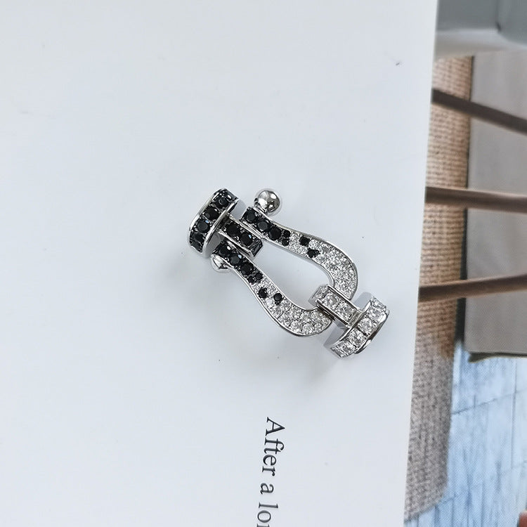 [Violet JW]FORCE LARGE HORSESHOE BLACK WHITE DIAMOND BRACELET ROSE GOLD