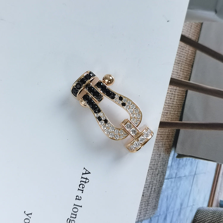 [Violet JW]FORCE LARGE HORSESHOE BLACK WHITE DIAMOND BRACELET ROSE GOLD