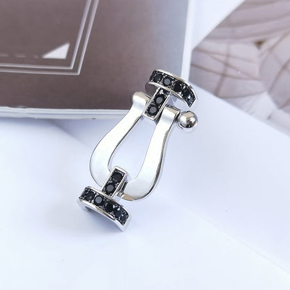 [Baslove]フォース ラージホースシュー ブラックダイヤモンドブレスレット シルバー