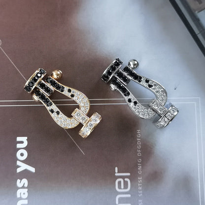 [Violet JW]FORCE LARGE HORSESHOE BLACK WHITE DIAMOND BRACELET ROSE GOLD