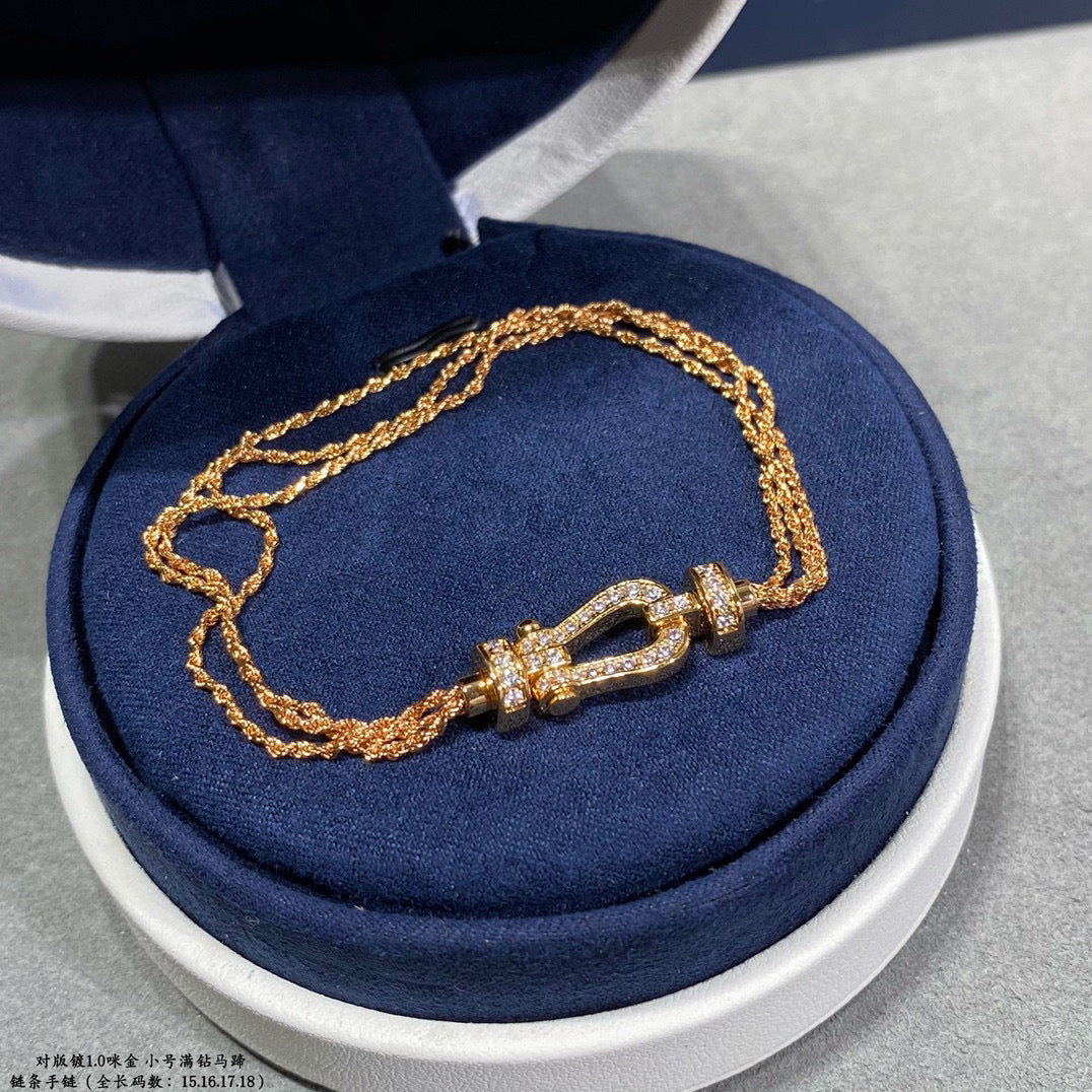 [Violet JW]FORCE SMALL HORSESHOE  DIAMOND CHAIN ROPE BRACELET