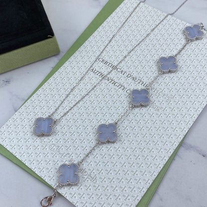 [Violet JW]CLOVER  5 MOTIF PURPLE CHALCEDONY BRACELET SILVER