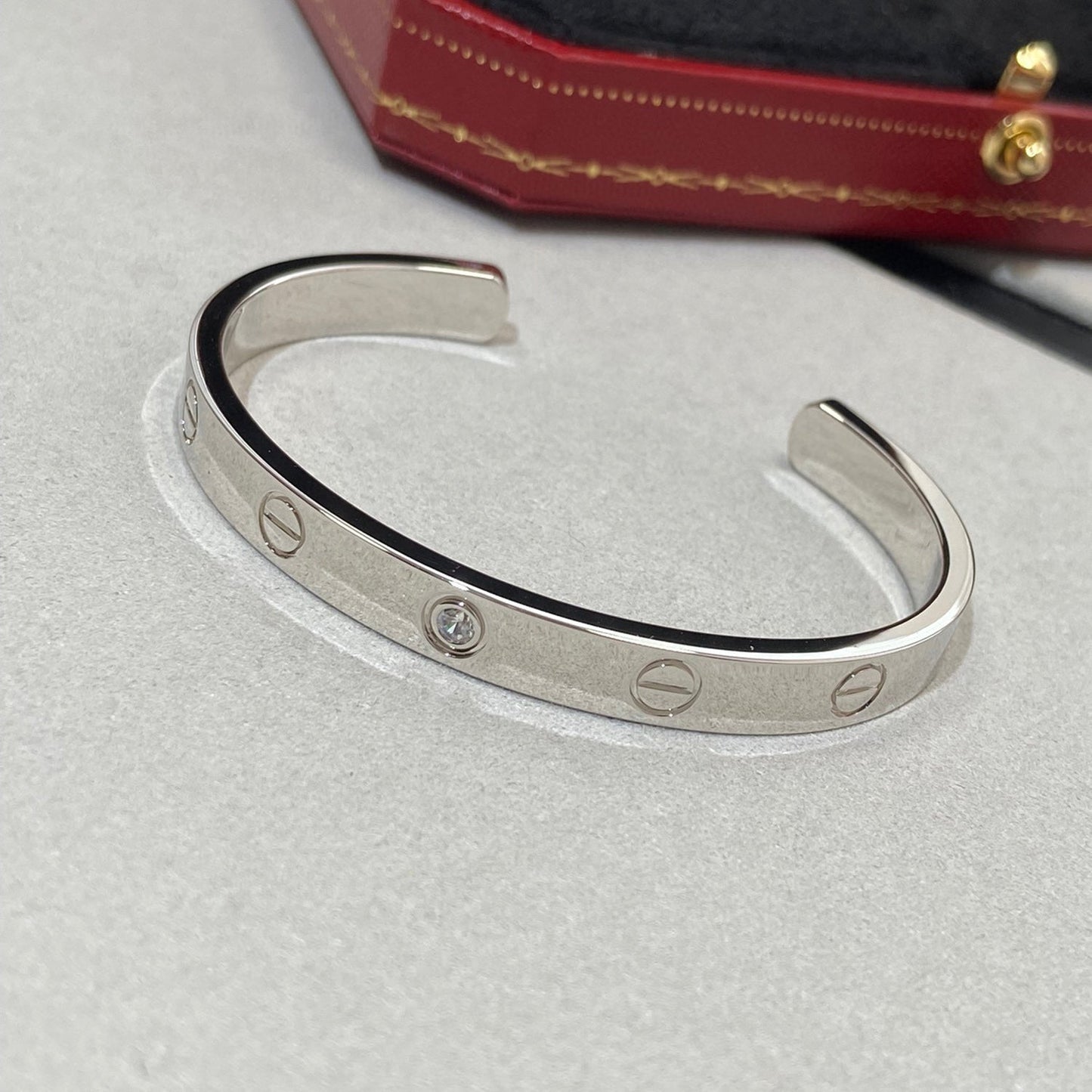 [Violet JW]LOVE BRACELET 6.1MM 1 DIAMOND OPEN CUFF