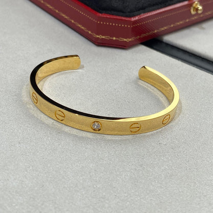 [Violet JW]LOVE BRACELET 6.1MM 1 DIAMOND OPEN CUFF