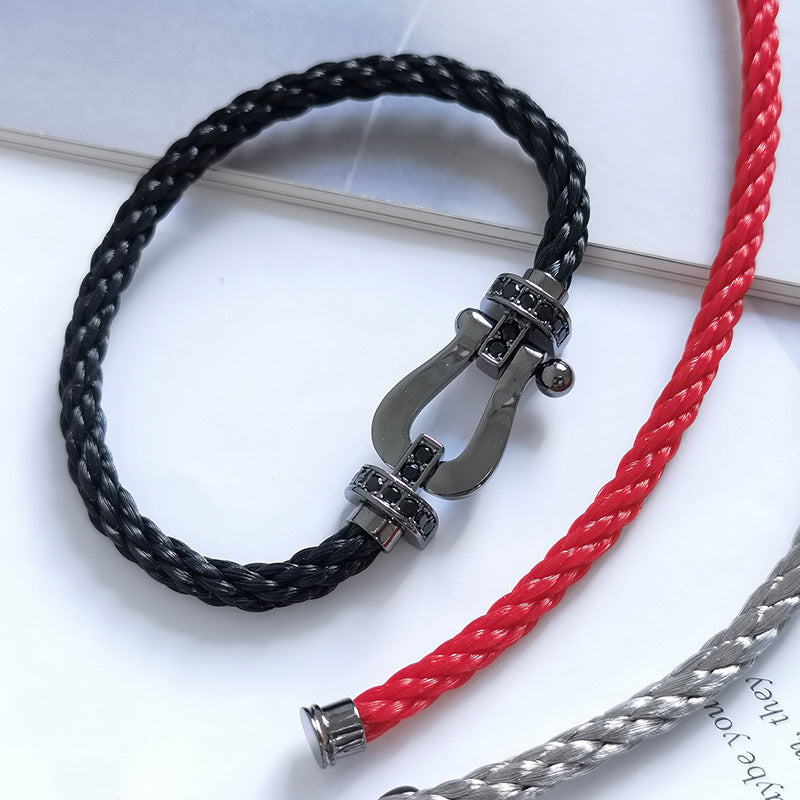 [Violet JW]FORCE LARGE SERIES HORSESHOE BLACK SAMURAI BRACELET