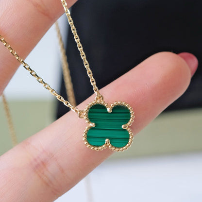 [Violet JW]CLOVER 15MM MALACHITE SINGLE FLOWER  NECKLACE