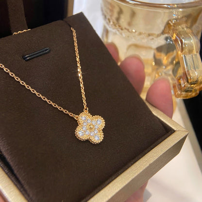 [Violet JW]CLOVER 15MM DIAMOND SINGLE FLOWER NECKLACE