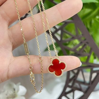 [Violet JW]CLOVER 15MM CARNELIAN SINGLE FLOWER NECKLACE