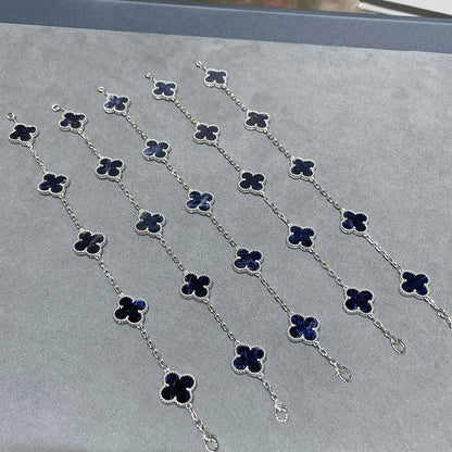 [Violet JW]CLOVER 5 MOTIF PIETERSITE SILVER BRACELET