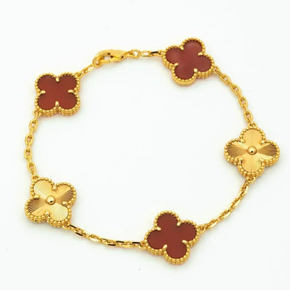 [Violet JW]CLOVER  5 MOTIFS CARNELIAN GOLD BRACELET