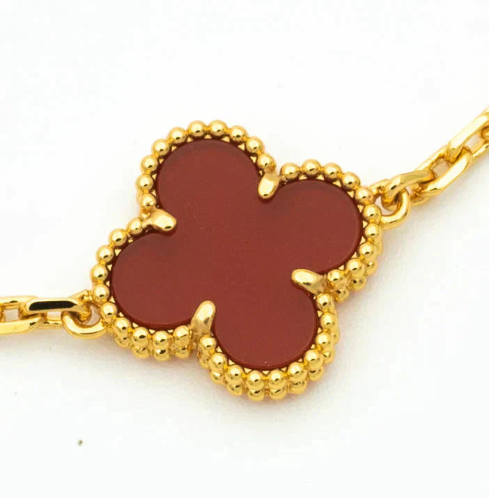 [Violet JW]CLOVER  5 MOTIFS CARNELIAN GOLD BRACELET