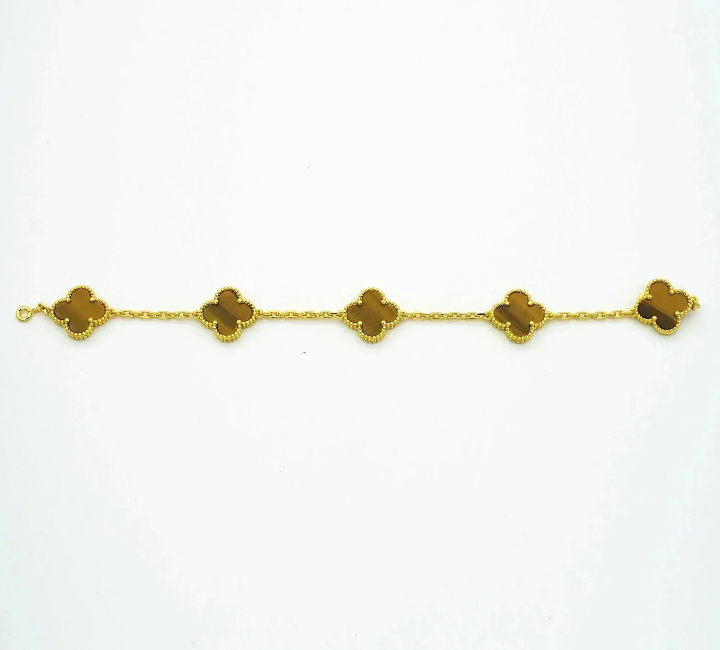 [Violet JW]CLOVER  5 MOTIFS TIGER EYE BRACELET
