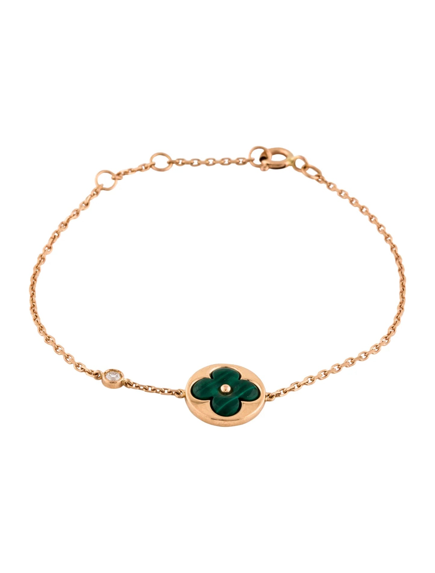 [Violet JW]SUN MALACHITE 1 DIAMOND PINK GOLD BRACELET