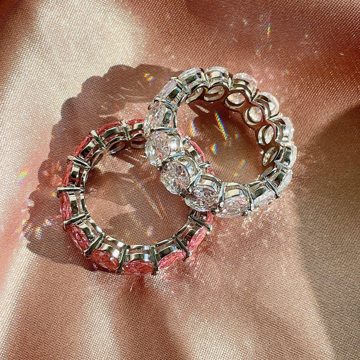 [Baslove]Zierlicher, länglicher Tennisring im Kissenschliff