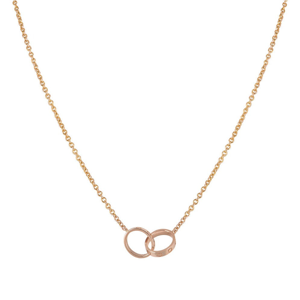 [Violet JW]LOVE NECKLACE DOUBLE RING PINK GOLD