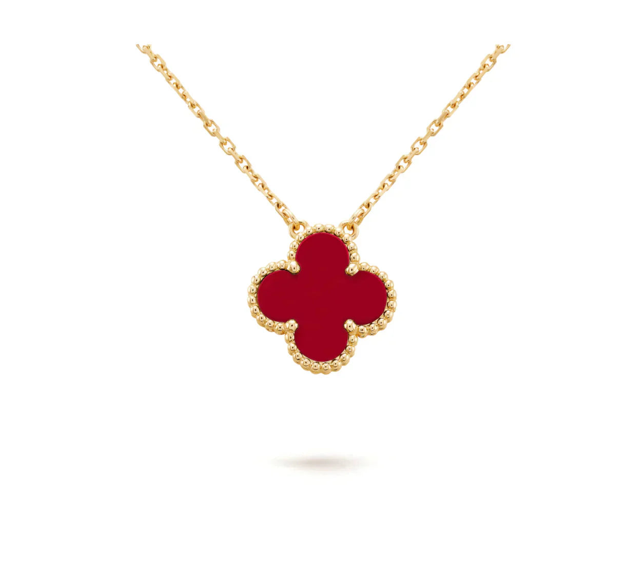 [Violet JW]CLOVER 15MM CARNELIAN SINGLE FLOWER NECKLACE