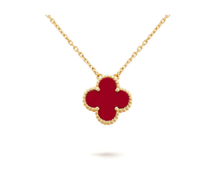 [Violet JW]CLOVER 15MM CARNELIAN SINGLE FLOWER NECKLACE