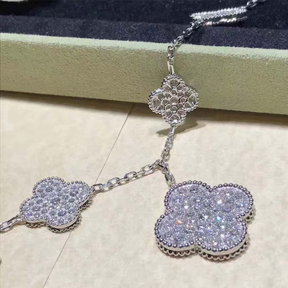 [Violet JW]CLOVER 6 MOTIFS SILVER DIAMOND BRACELET