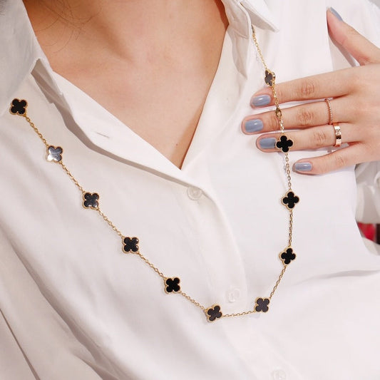 [Baslove]クローバー 20 モチーフ オニキス ローズゴールド