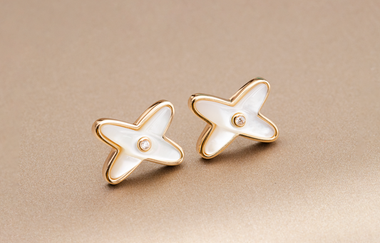 [Baslove]JEUX DE WHITE MOP PINK GOLD DIAMANT OHRRINGE