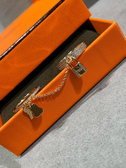 [Baslove]HM ケリー クロシェット ダブルリング ローズゴールド ダイヤモンド付き