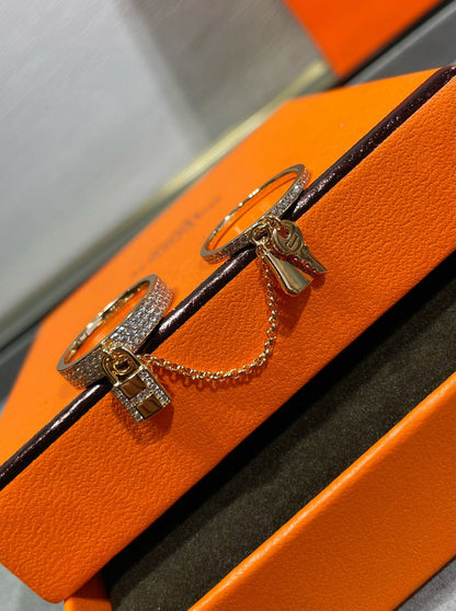 [Baslove]HM ケリー クロシェット ダブルリング ローズゴールド ダイヤモンド付き