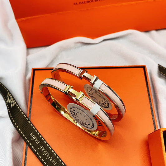 [Baslove]KLASSISCHES HM CLIC ROSA 8MM EMAILLE ARMBAND