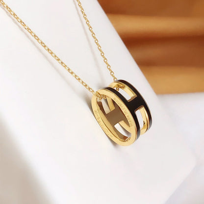 [Violet JW]HM CLIC BLACK ENAMEL GOLD NECKLACE