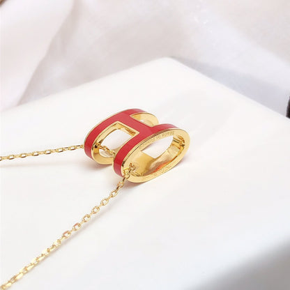 [Violet JW]HM CLIC RED ENAMEL GOLD NECKLACE