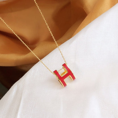 [Violet JW]HM CLIC RED ENAMEL GOLD NECKLACE