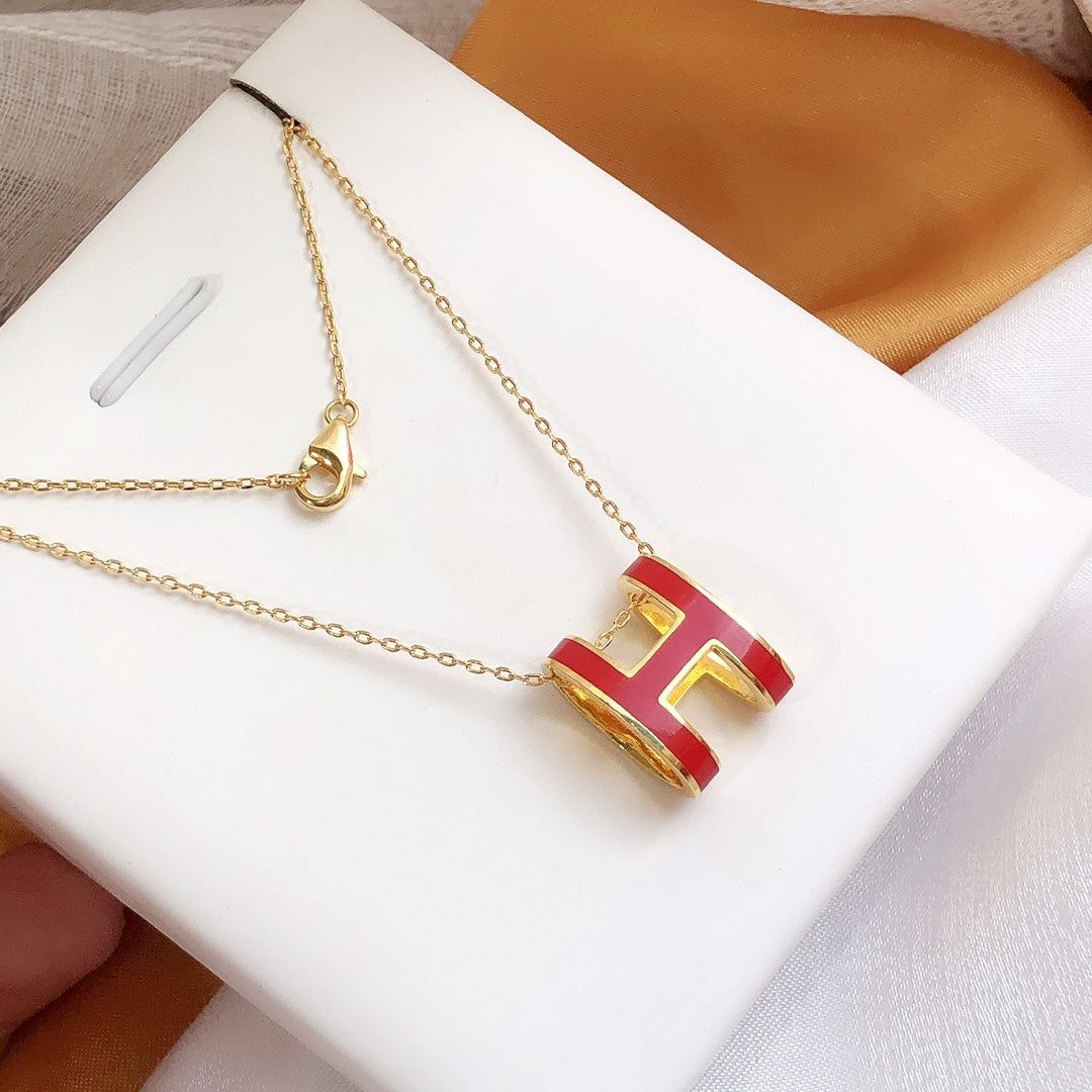 [Violet JW]HM CLIC RED ENAMEL GOLD NECKLACE
