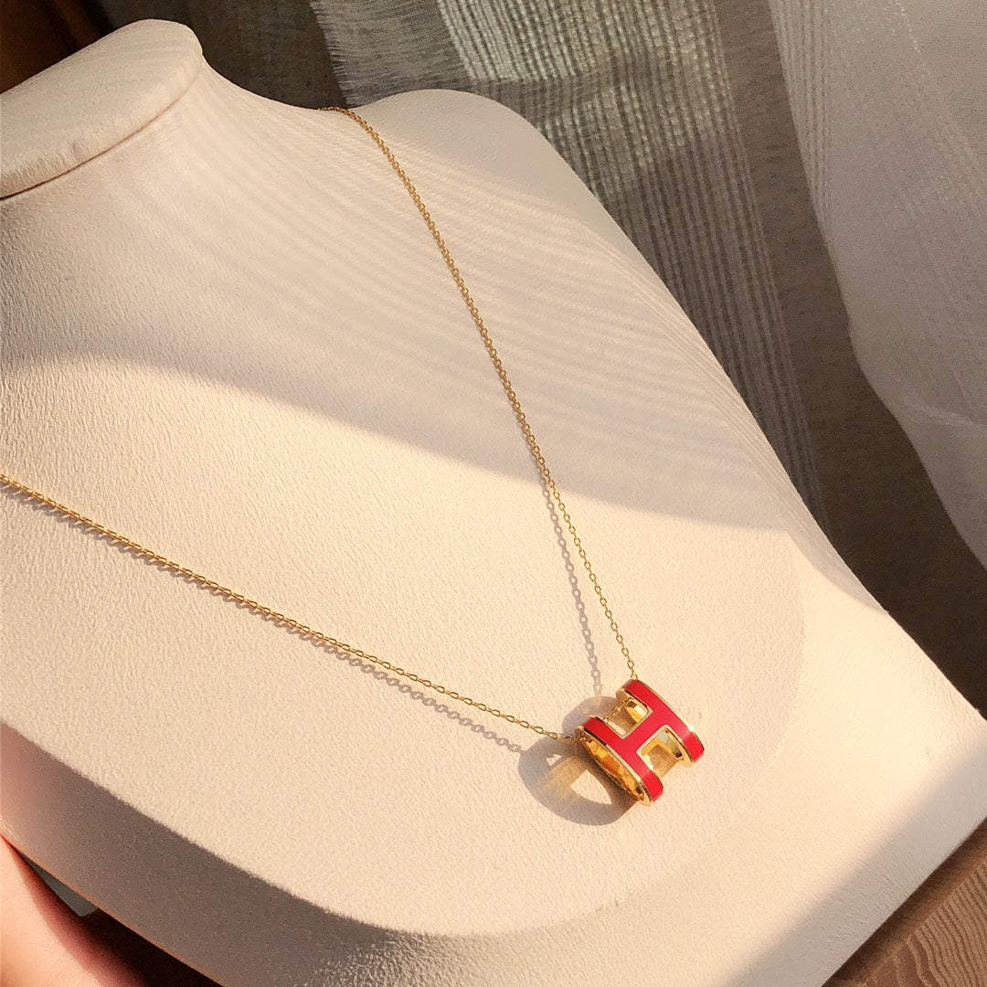 [Violet JW]HM CLIC RED ENAMEL GOLD NECKLACE