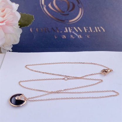 [Violet JW]AMULETTE ROSE GOLD ONYX NECKLACE