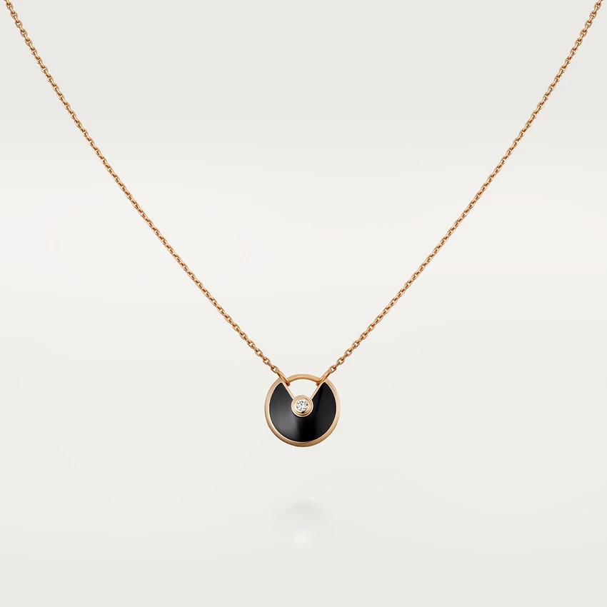 [Violet JW]AMULETTE ROSE GOLD ONYX NECKLACE