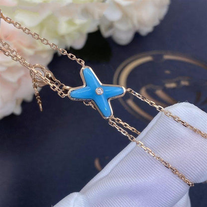 [Baslove]JEUX ブレスレット ターコイズ ピンクゴールド 1ダイヤモンド