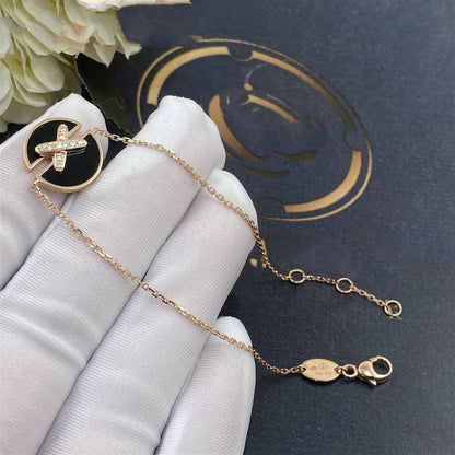 [Baslove]JEUX DE ARMBAND ONYX ROSGOLD DIAMANT