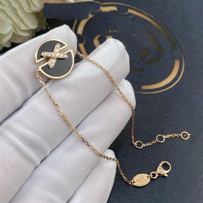 [Baslove]JEUX DE ARMBAND ONYX ROSGOLD DIAMANT