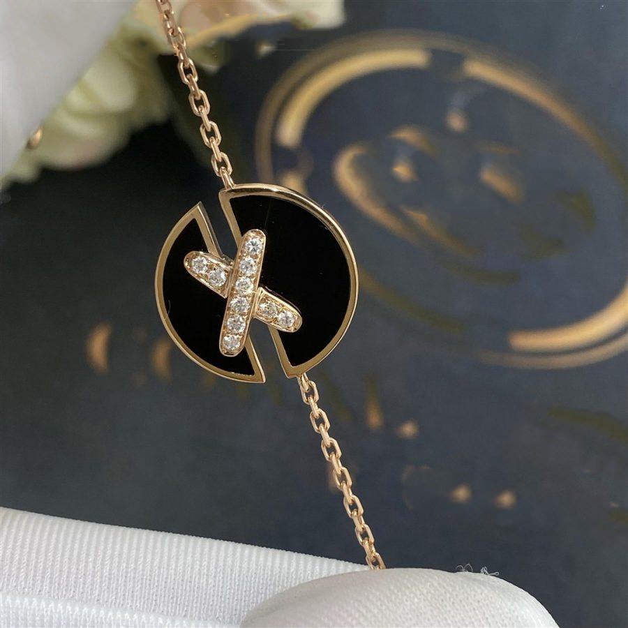 [Baslove]JEUX DE ARMBAND ONYX ROSGOLD DIAMANT