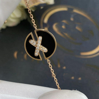 [Baslove]JEUX DE ARMBAND ONYX ROSGOLD DIAMANT