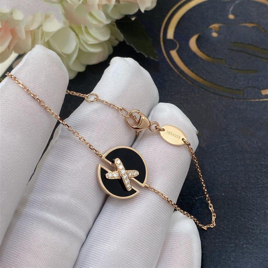 [Baslove]JEUX DE ARMBAND ONYX ROSGOLD DIAMANT