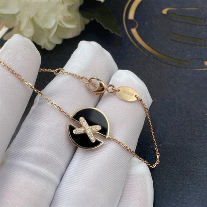 [Baslove]JEUX DE ARMBAND ONYX ROSGOLD DIAMANT