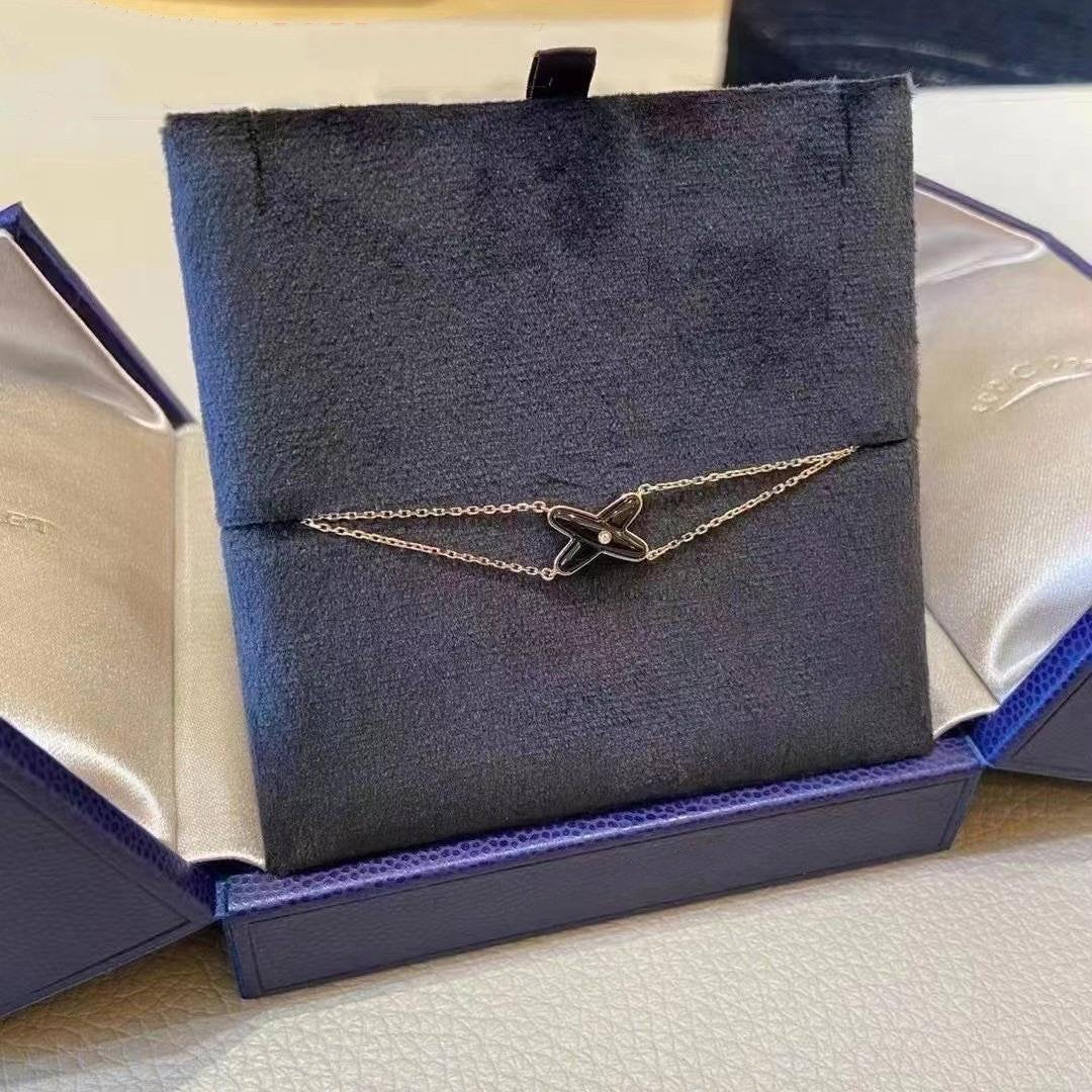 [Baslove]JEUX ARMBAND ONYX ROSGOLD 1 DIAMANT