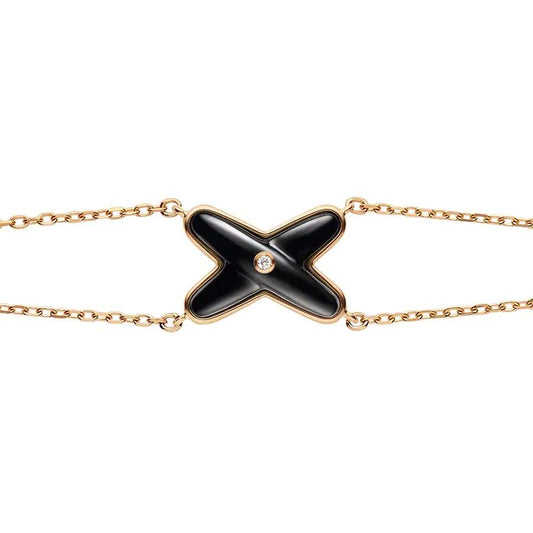 [Baslove]JEUX ARMBAND ONYX ROSGOLD 1 DIAMANT