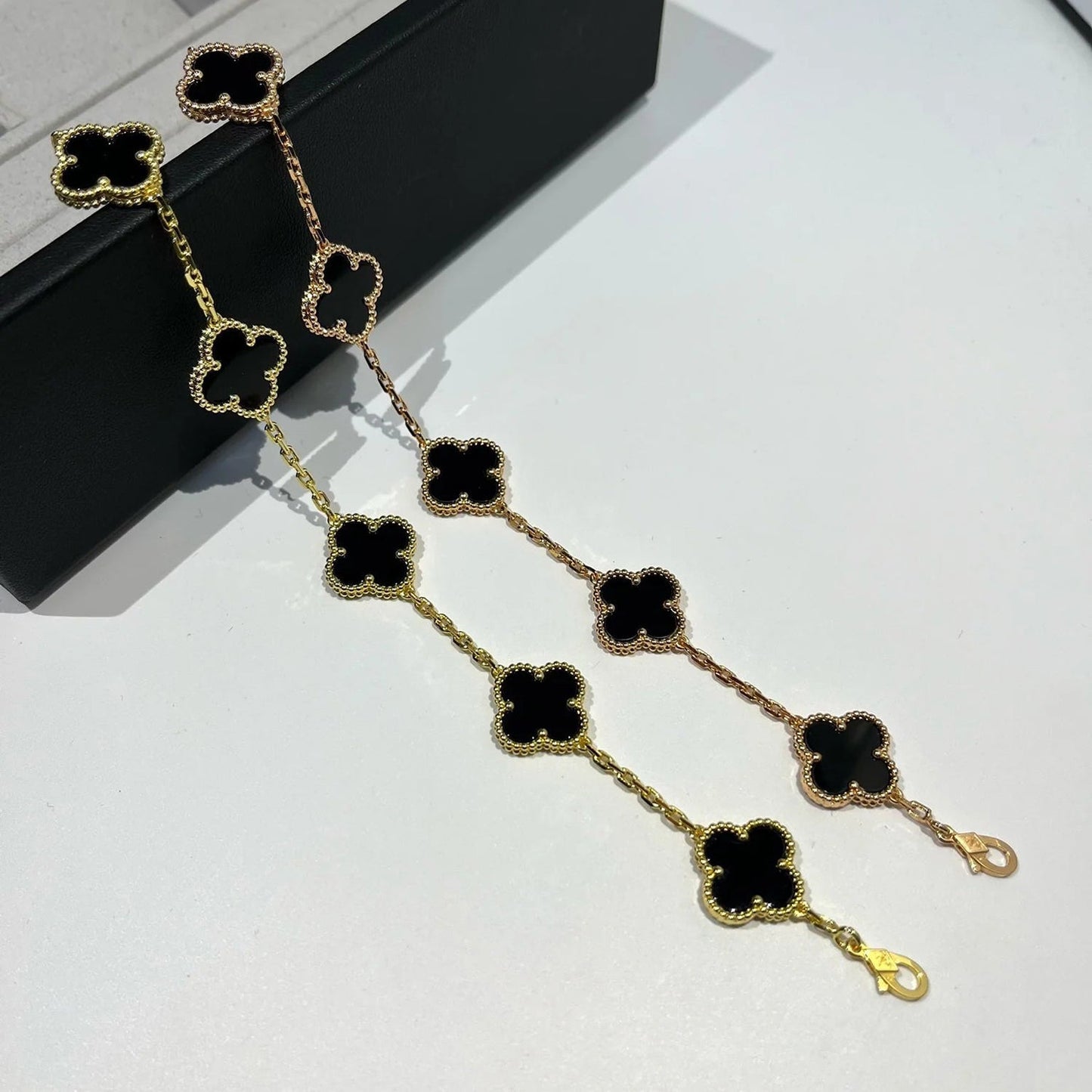 [Violet JW]CLOVER  5 MOTIFS BLACK ONYX BRACELET