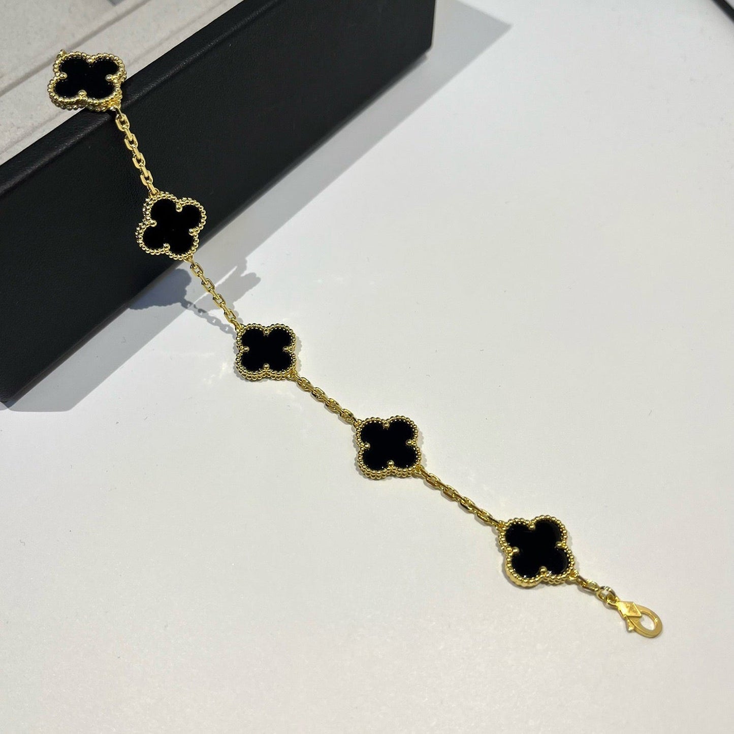 [Violet JW]CLOVER  5 MOTIFS BLACK ONYX BRACELET