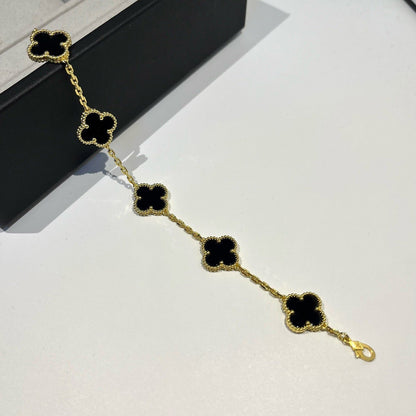 [Violet JW]CLOVER  5 MOTIFS BLACK ONYX BRACELET