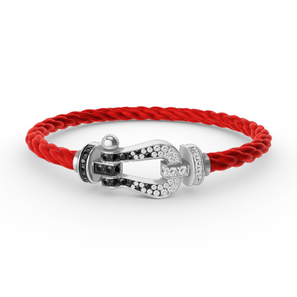 [Violet JW]FORCE LARGE HORSESHOE BLACK WHITE DIAMOND BRACELET SILVER